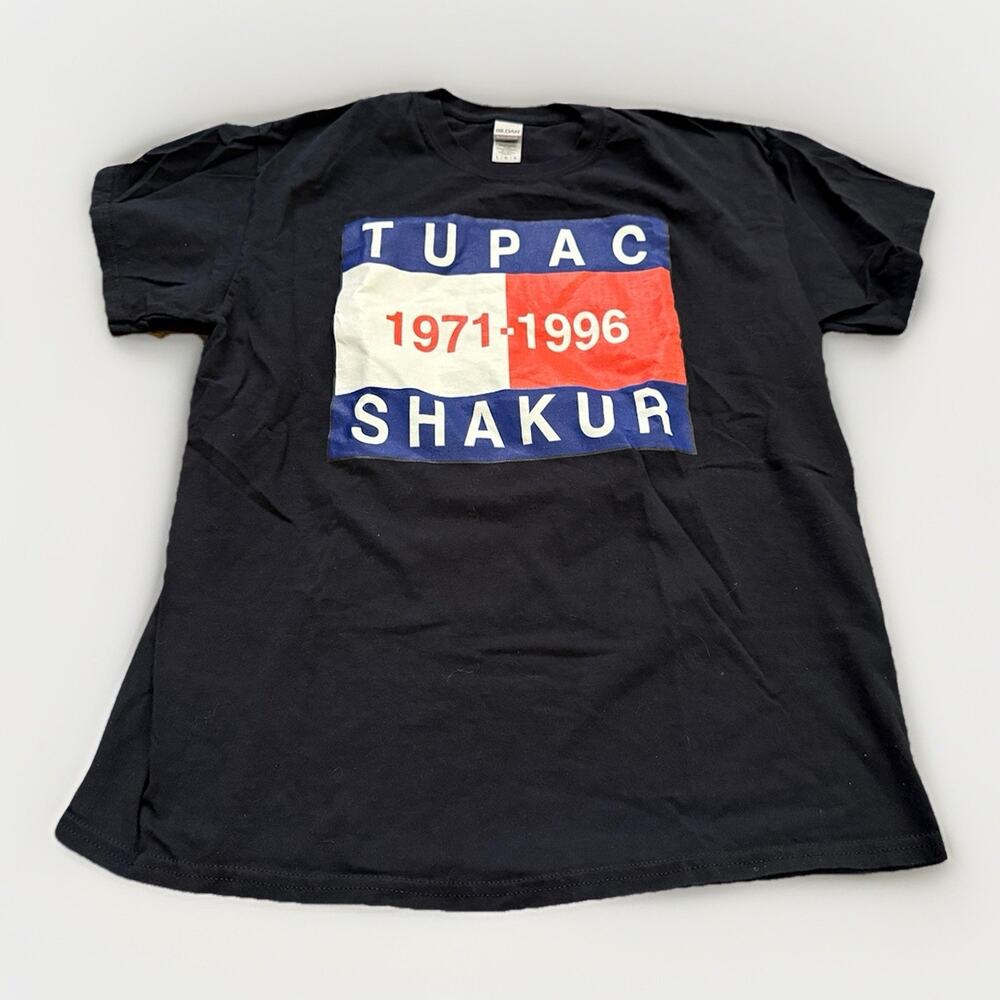 Tupac Shakur Mens Black 1971-1996 Modern REPRINT Short Sleeve T-Shirt Size L